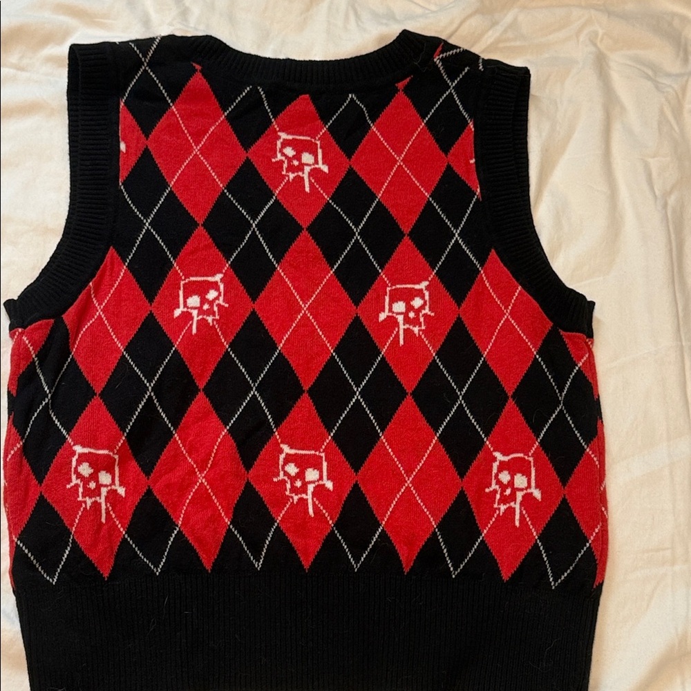 Dolls Kill Red and Black Argyle Sweater Vest - Picture 4 of 4